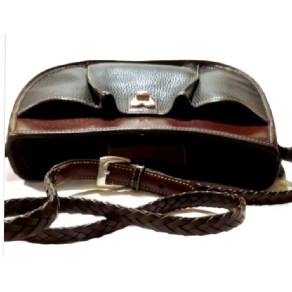 SOLD Brighton Leather Black Chocolate Shoulder Crossbody Bag Felicity - Picture 6 of 9
